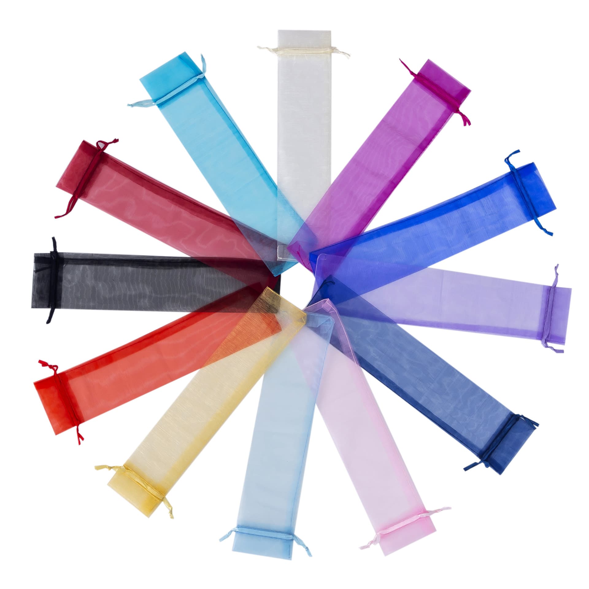6*26 White Fan-shaped Gauze Bag/solid Color Pearl Gauze Bag/organza Mouth Bag Pure Color Solid Pearl Bag Organza Mouth