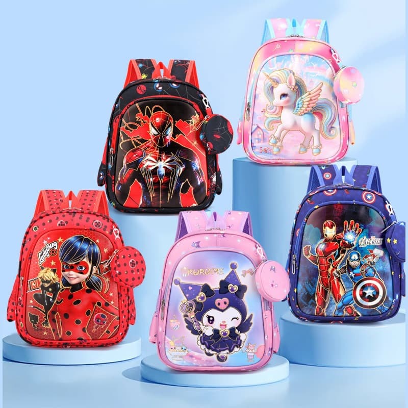 Cross-border Kids Backpack Ladybug 12-inch Cartoon Print Kindergarten 3-6 Years Children's Backpack Kuromi