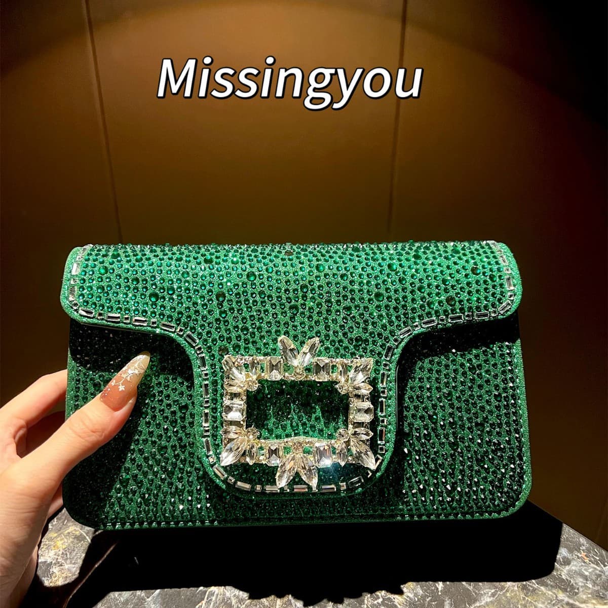 New Fashionable Socialite Evening Bag Exquisite Full Rhinestone Handbag Cross-border Shoulder Crossbody Bag High-end Rhinestone Gown Bag