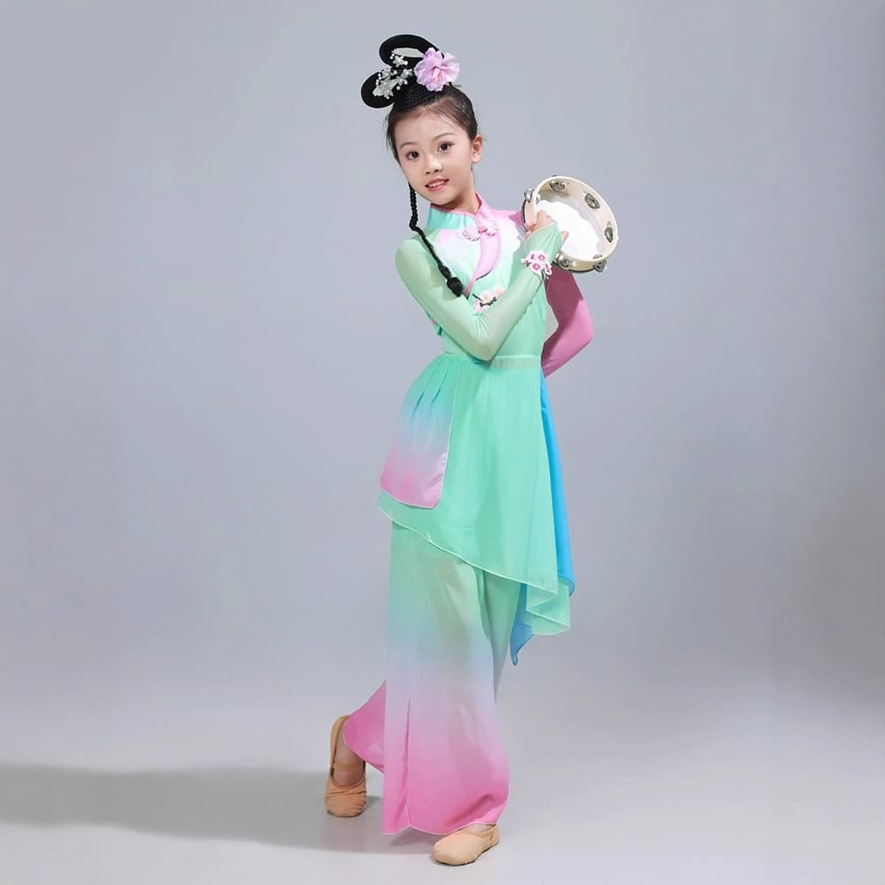 Lotus Drum, Yue Ge Xing, Children's Classical Dance Performance Costumes, Light Makeup and Heavy Wear, Always Suitable Dance Costumes, Yangko Costumes, Fan Dance