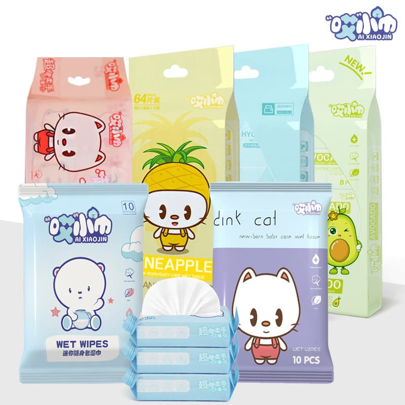 Mini Wet Wipes Portable Pack for Kids and Students, Hand and Mouth Cleaning Wipes