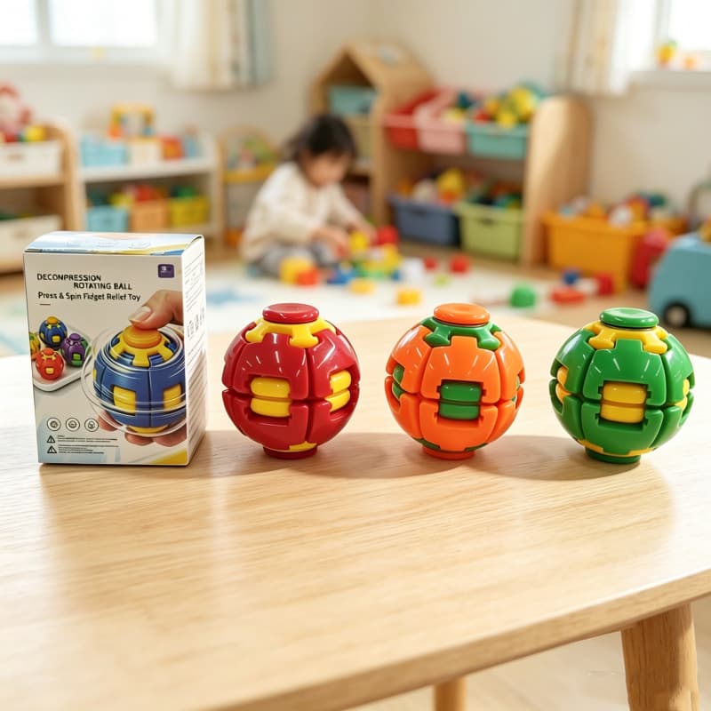 Colorful 3D spiral decompression ball injection molded environmentally friendly material press and rotate dual play fingertip spinner office toy
