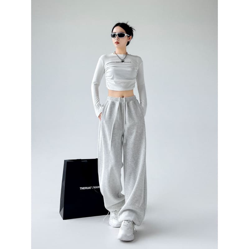 American Style Women's Sweatpants 2025 New Spring/Autumn High-Waisted Slimming Wide-Leg Pants Casual Straight Leg Pants Joggers