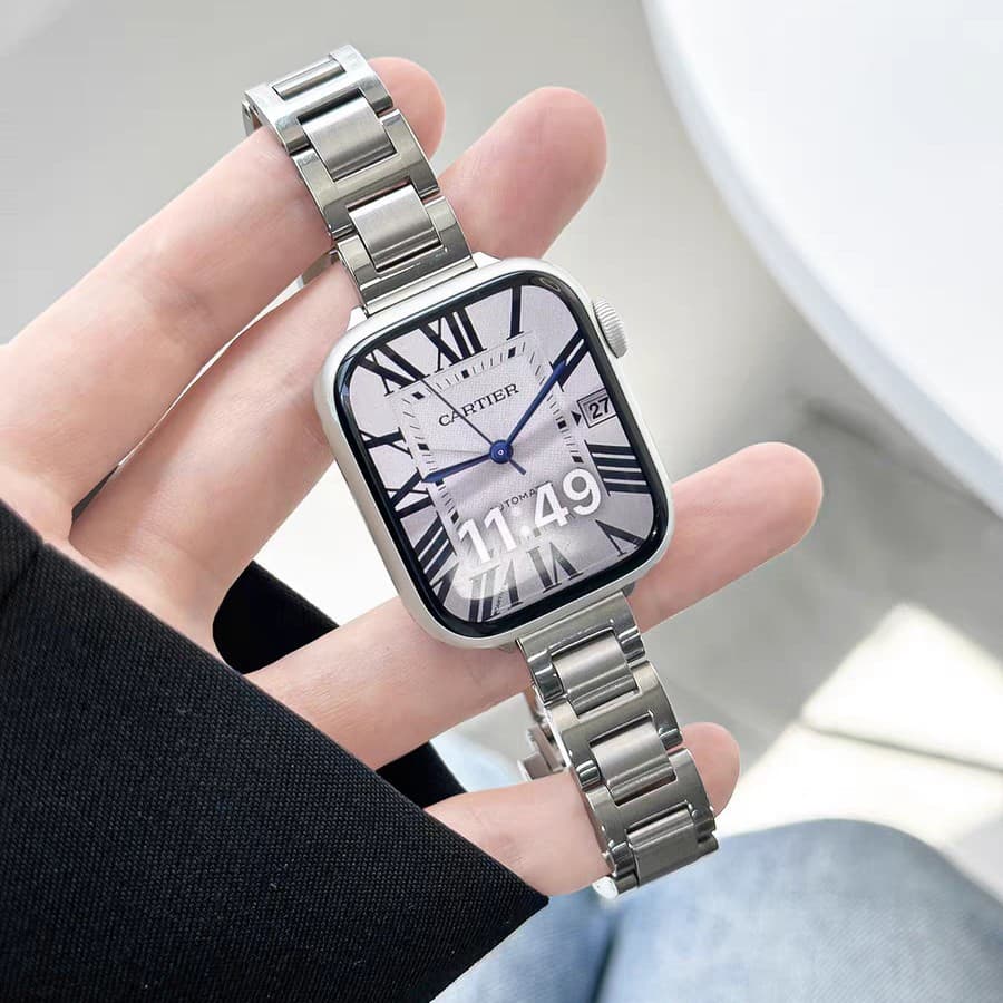 Metal Blue Balloon Butterfly Clasp Watch Band for Apple Watch, Simple Women's iWatch 10 Strap