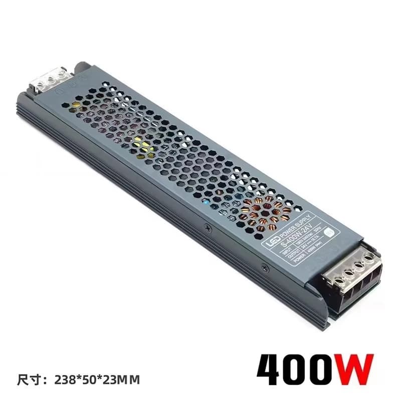 Wide voltage LED switching power supply transformer 220V to 12V/24V, specialized for high-power DC lightbox and strip lights.