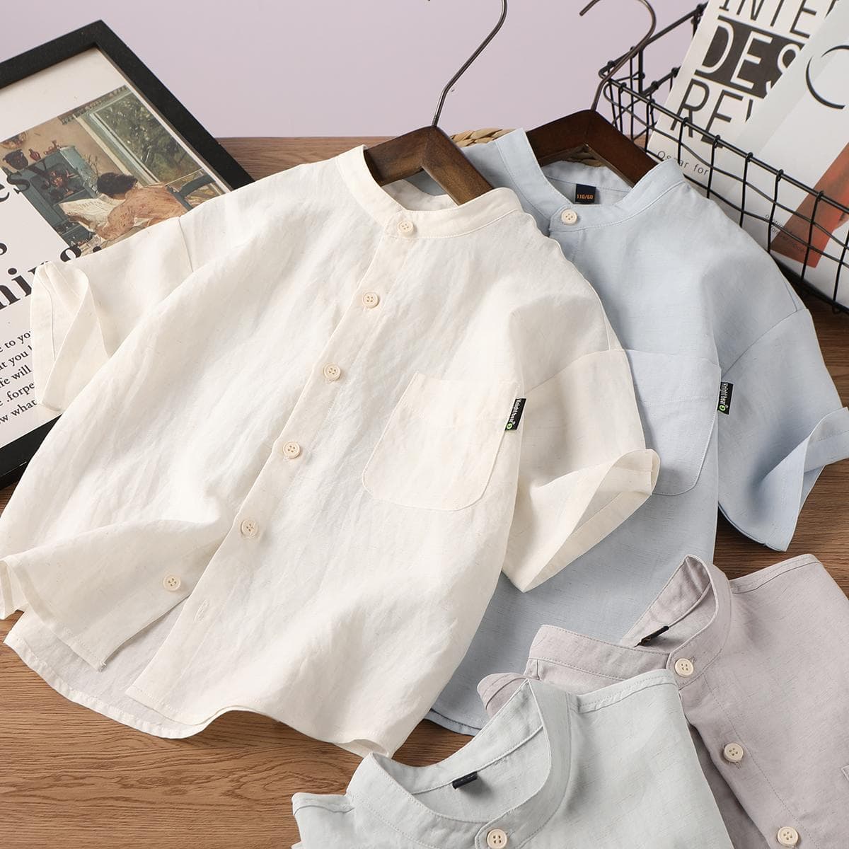 Children's Linen Short-Sleeve Shirt, Old Money Style, Summer New Tencel Casual T-Shirt, Cool-Touch Thin Top for Boys