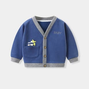 Boys Cardigan Sweater Autumn Children Knitwear Spring and Fall Style Baby Girls Cartoon Short Sleeve Knitted Top Custom