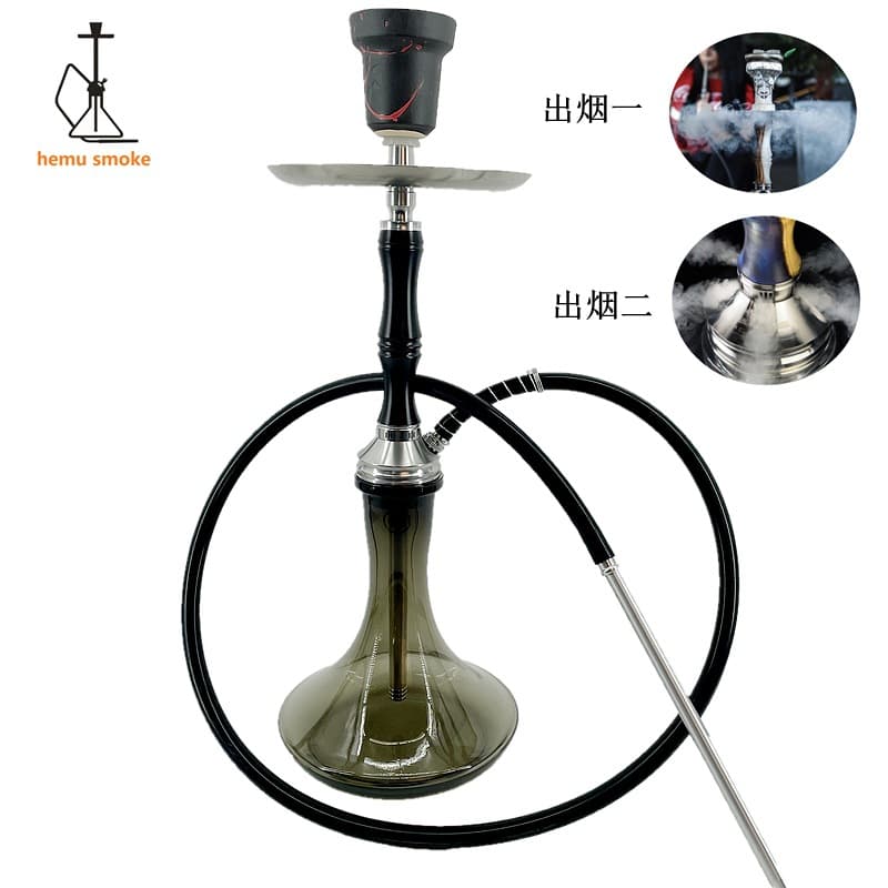 European and American hot selling rotating hookah single tube large smoke hookah with hookah glass bottle hookah aluminum handle