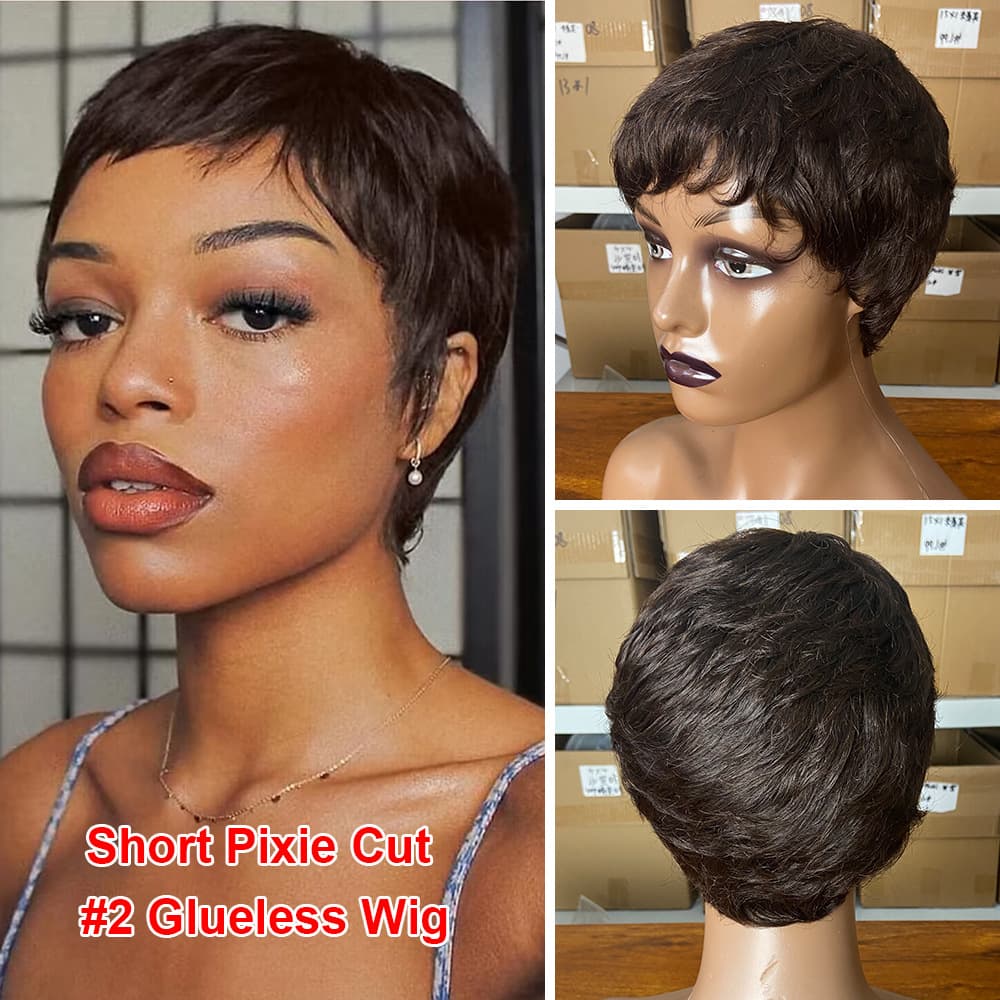 Full mechanism Pixie 100%Human Hair Short Pixie wig