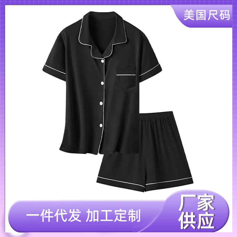 2026 foreign trade children's summer new style lapel short-sleeved shorts pajamas home clothes high-end large size suit