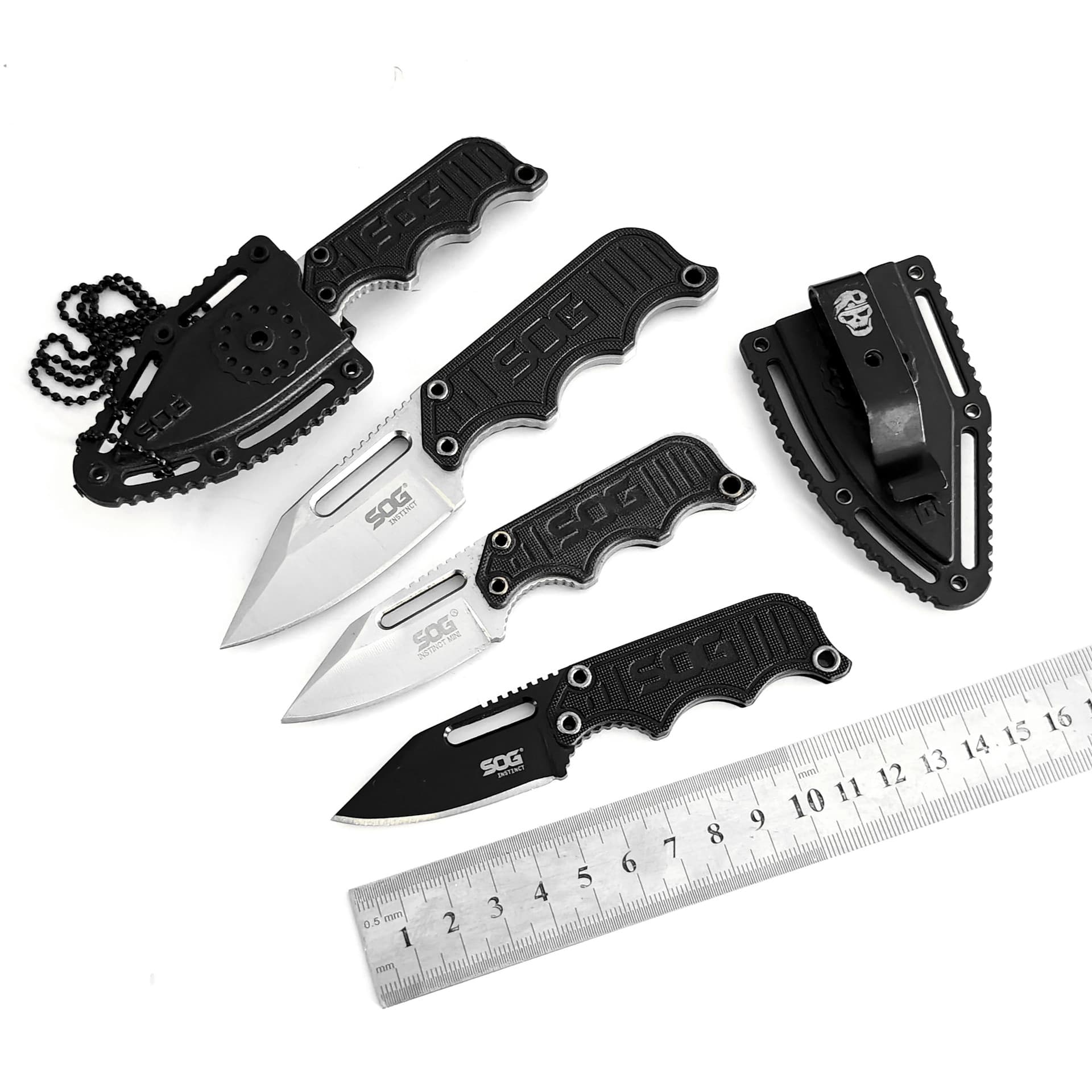 Cross-border Swiss necklace knife, small straight knife, fruit knife, portable convenient knife, outdoor camping knife, mini knife