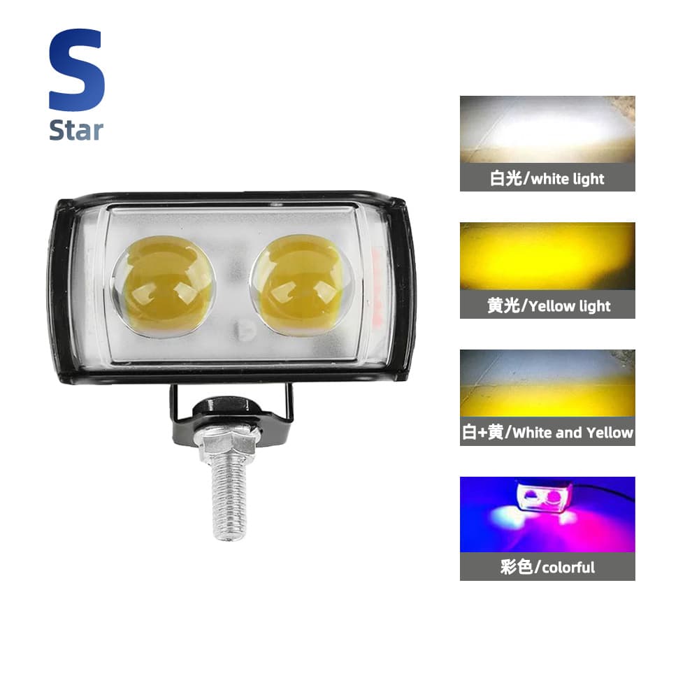 Motorcycle Spotlights Short Three-Sided Light Car Light Headlight Front Light LED Car Light External Modification Red/Blue Light Flashing