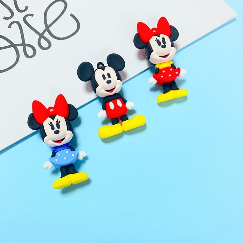 XQ270#3D Mickey and Minnie Cartoon Doll Clothing Bags Shoes and Hats Decoration Accessories Doll Keychain