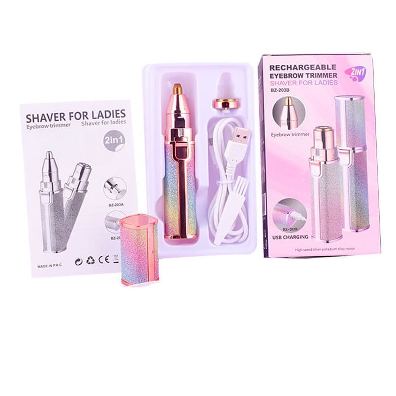 New Cross-Border USB Rechargeable Electric Eyebrow Trimmer Lady Eyebrow Razor Lipstick-Shaped Hair Removal Device