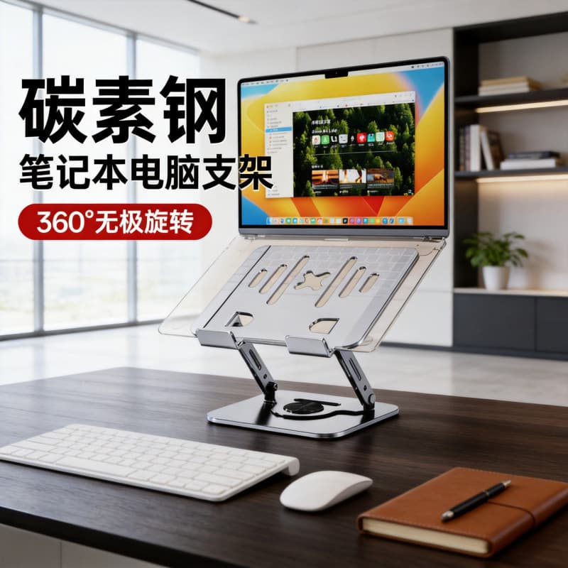 Rotatable Metal Laptop Stand Compatible with MacBook, Heat Dissipation Base for iPad Tablet Holder