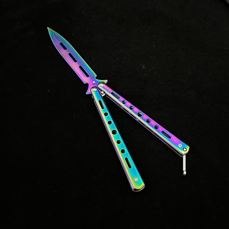 All Steel Butterfly Trainer Knife Outdoor Folding CSGO Butterfly Training Knife Fancy Portable Practice Knife Unsharpened