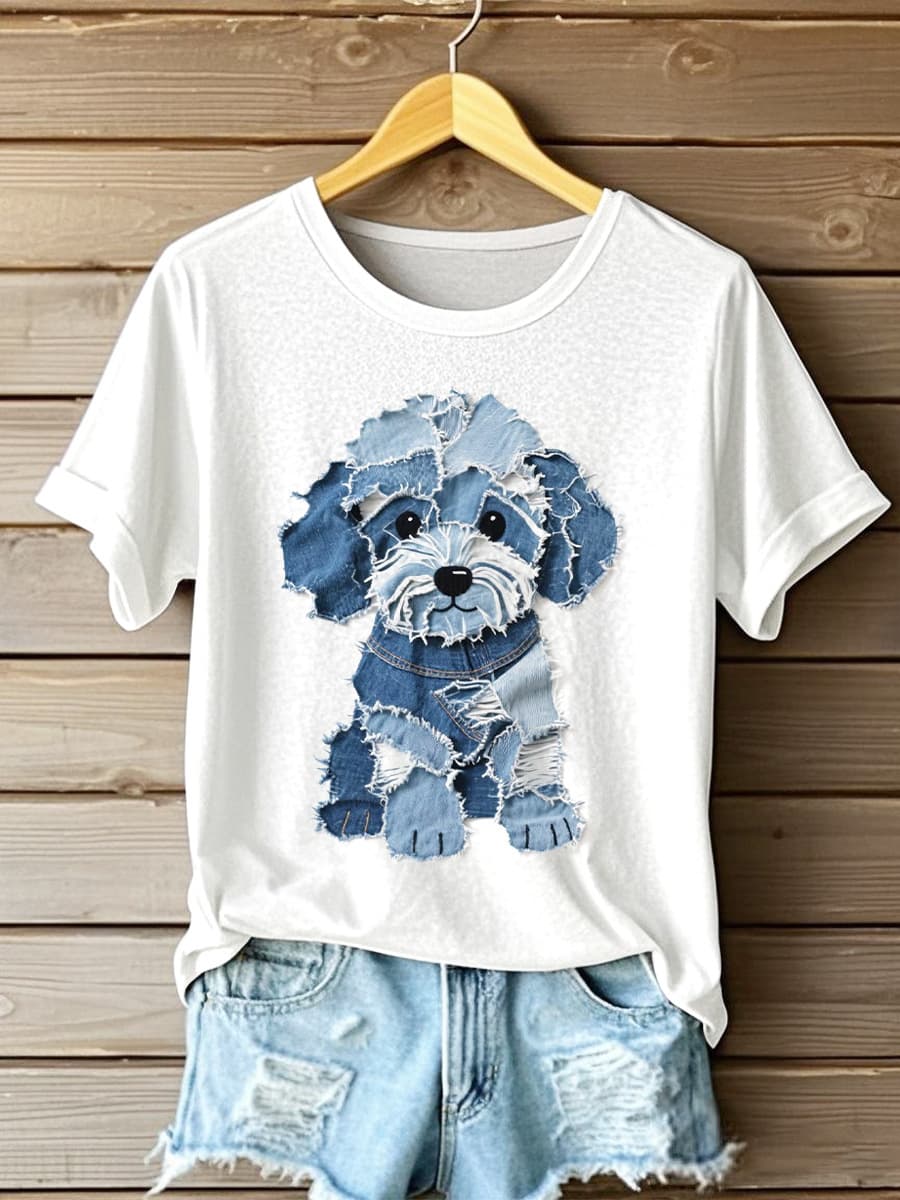 Short Sleeve T-Shirt Hot Selling Export 2025 Digital Print Women's Round Neck Top One Piece Wholesale D Style