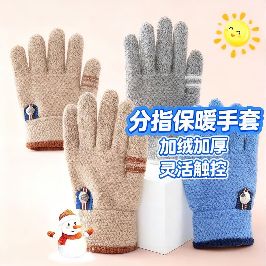 【New User Limited Time Offer: $5 Off with Free Shipping】Children's Gloves Winter Unisex Kids Cute Warm Thickened Medium and Large Size