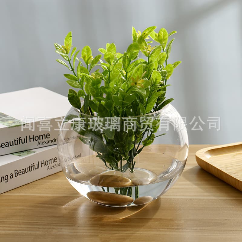 Transparent Glass Sphere Hydroponic Creative Micro-Landscape Design, Round Thickened Indoor Decoration Office Ornament