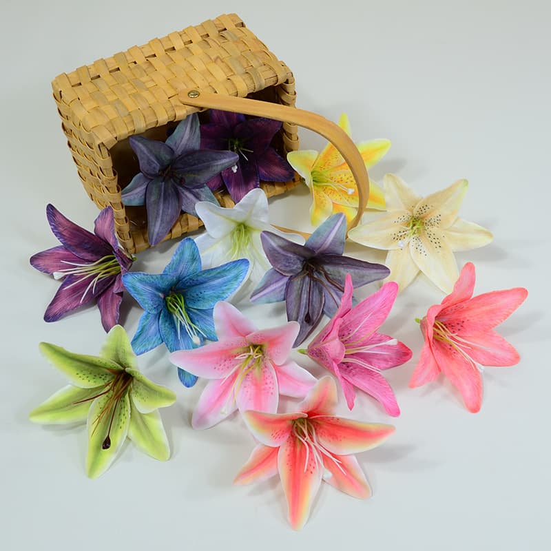 3D silk lily flower simulation 14cm lily hairpin performance headdress costume DIY wedding table flower background wall