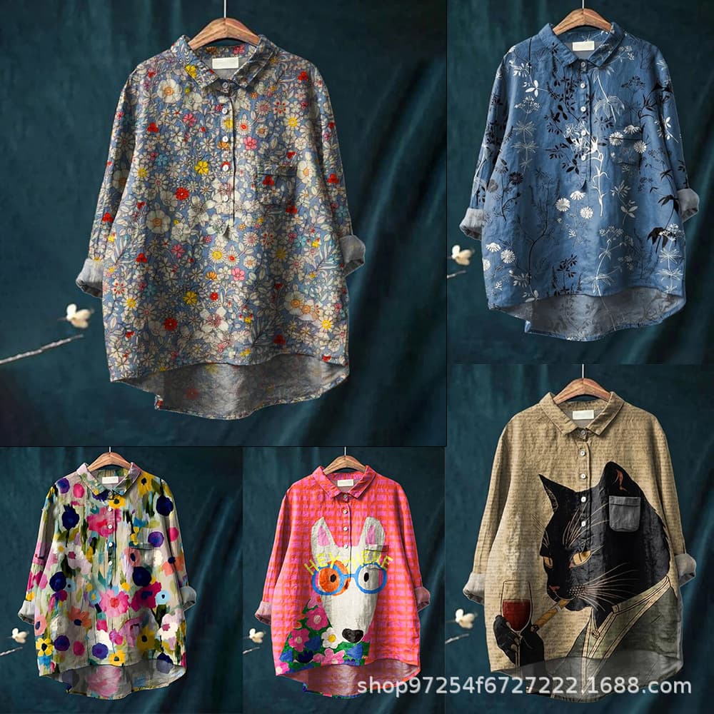 2026 New Hot Selling 3D Printed Hawaii Long Sleeve Shirt Floral Women's Blouse Supports Mixed Wholesale