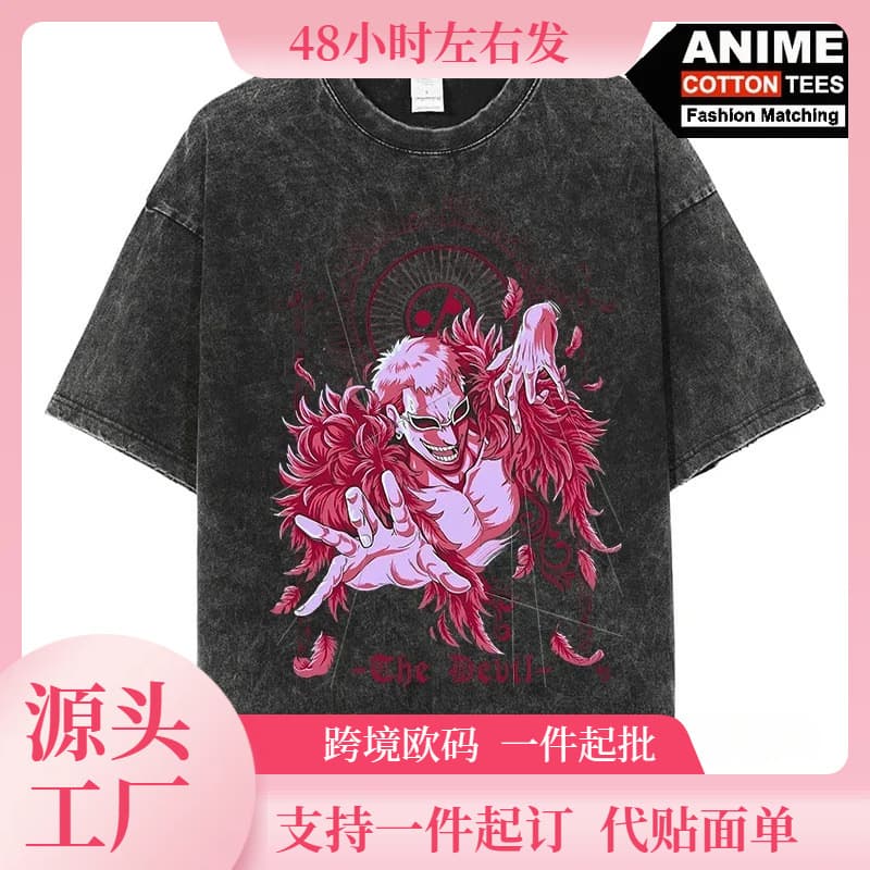 One Piece Doflamingo T-Shirt Anime Print Clothes Y2K Harajuku