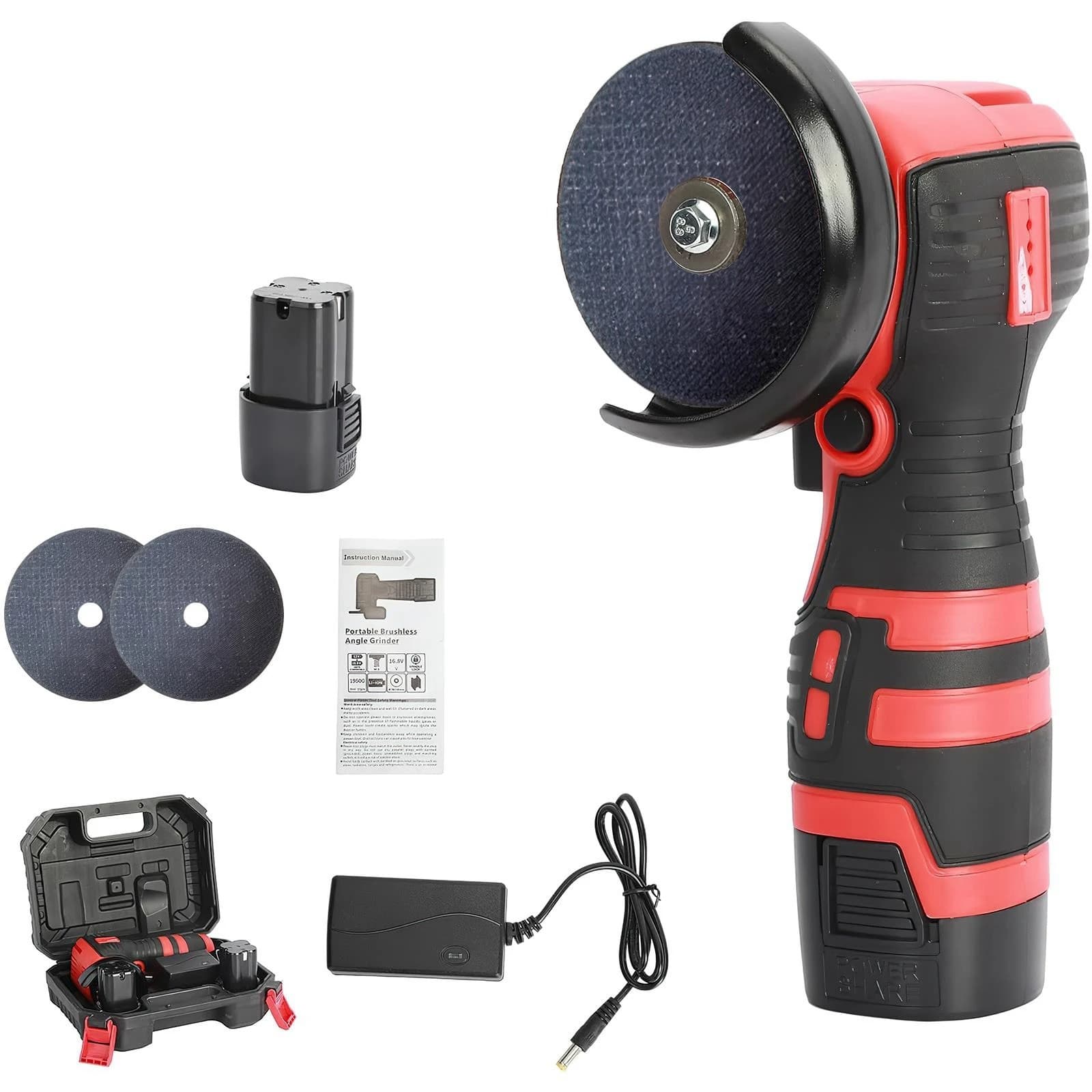 16.8V Brushed Angle Grinder Set - Multi-functional Household Mini Angle Grinder with Lithium Battery Micro Cutter