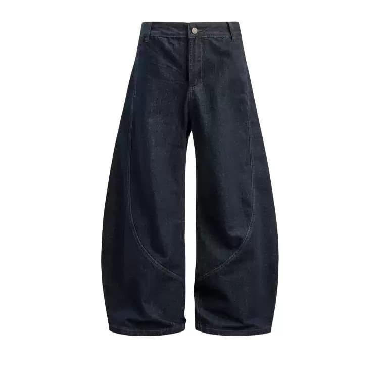 Red Ear Denim Indigo Curved Blade Raw Selvedge Baggy 3D Tailored Silhouette Raw Jeans Cleanfit Unisex
