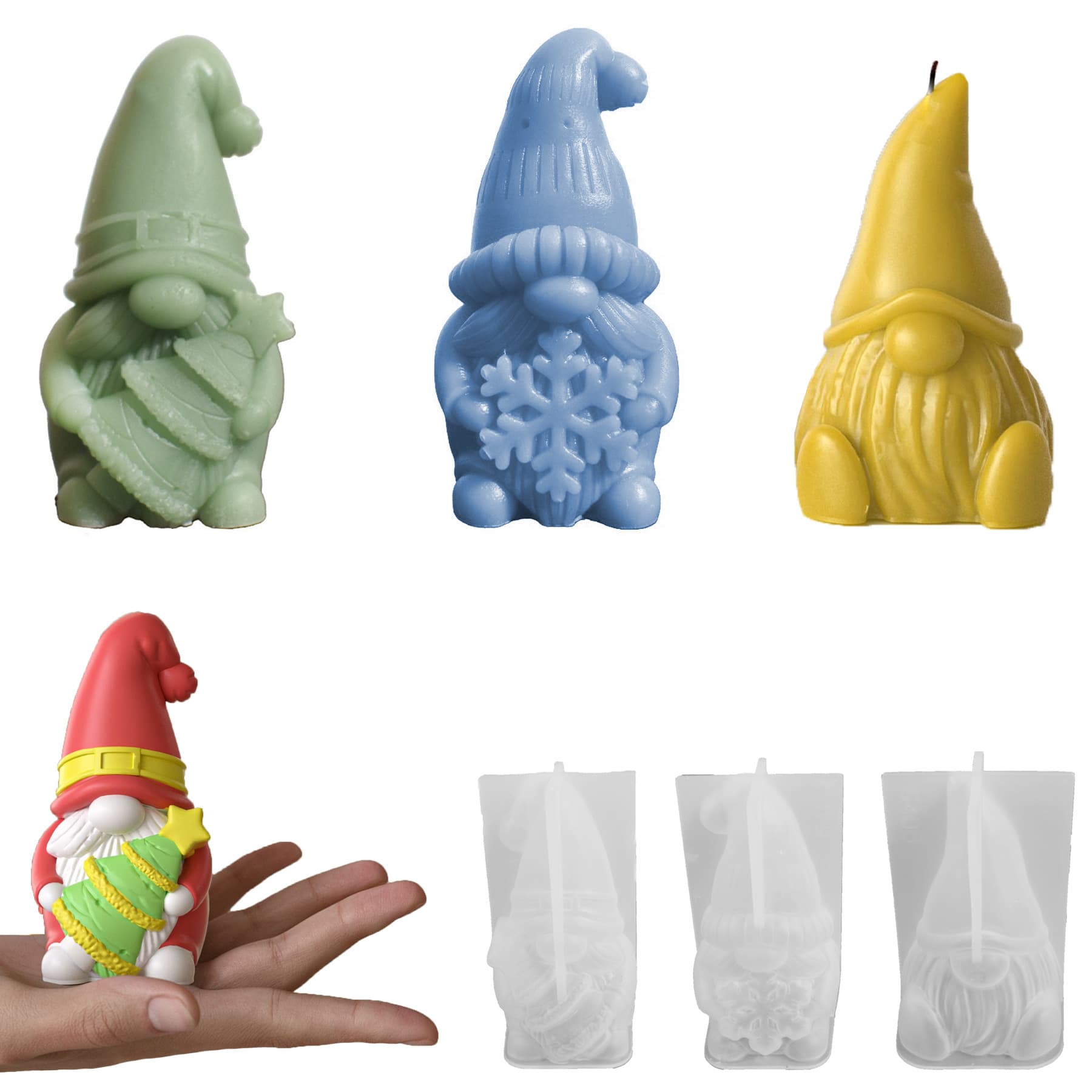 Christmas Santa Claus Scented Candle Silicone Mold Cross-Border DIY Christmas Gnome Plaster Ornaments Wholesale