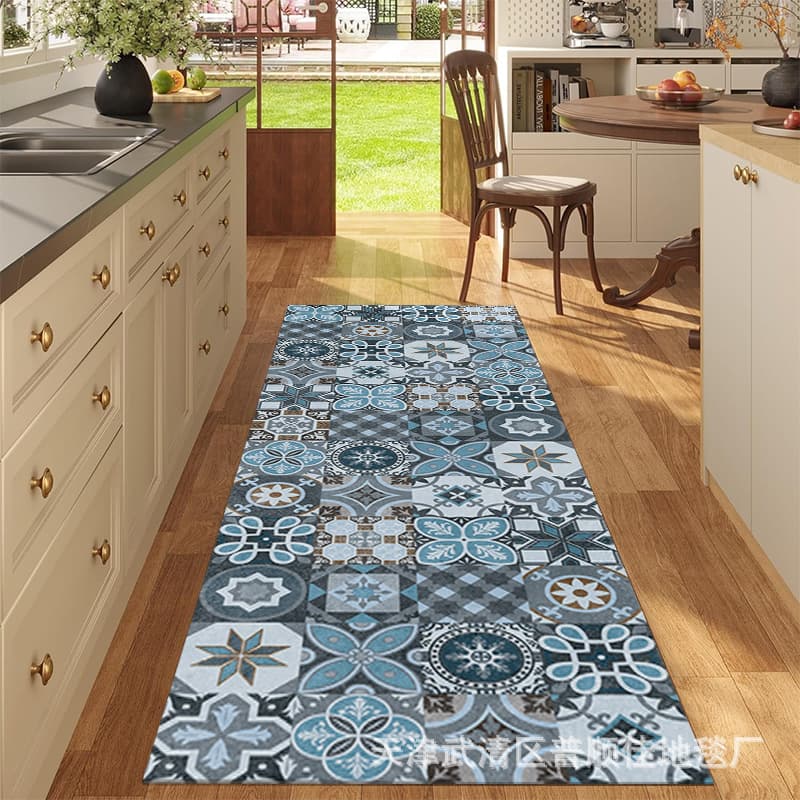 Kitchen Bathroom Long Strip Rug Hallway Vintage Dirt-Resistant Absorbent Persian American Style Absorbent Floor Mat Cross-Border Door Mat