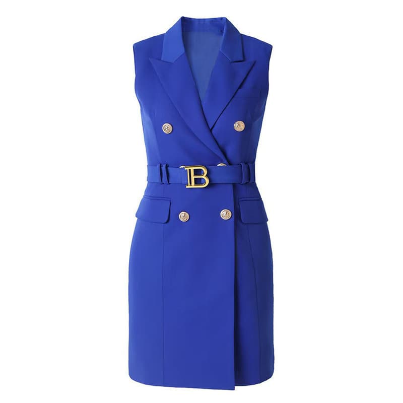 2026 Autumn Light Luxury Sleeveless Red Belt Vest Suit Dress Slim Fit Versatile Office Lady Dress