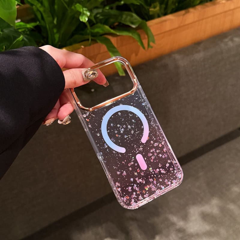 Compatible with iPhone 17 Pro Max Dazzling Magnetic Phone Case, Apple 16 Glitter Premium 15 Shockproof Protective Cover