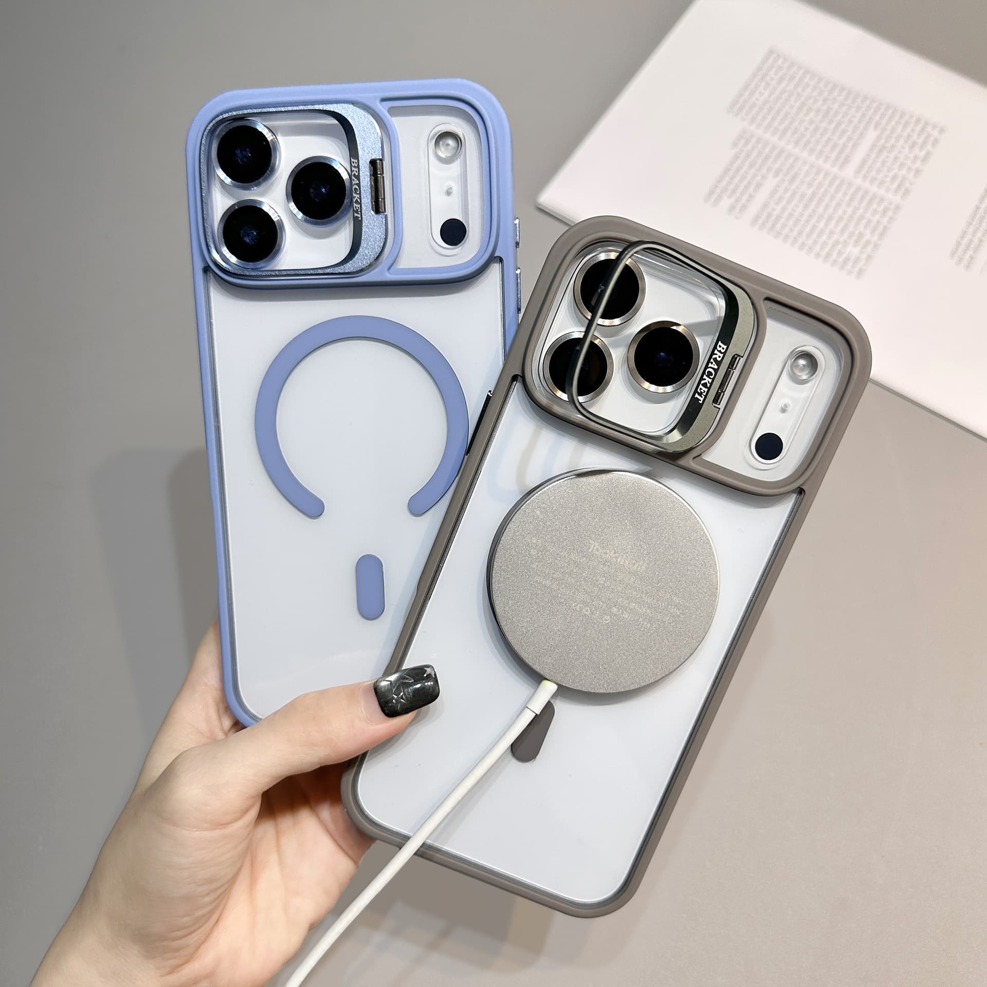 Compatible with iPhone 17 Pro Max Lens Bracket Magnetic Phone Case, iPhone 16 Built-in Lens Film, 15 Shockproof Case