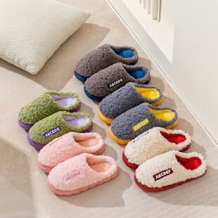 Cotton Slippers Men Autumn Winter Indoor Home Anti-Slip Thick Sole Cloud-Like Fleece Warm Couple Slippers Women