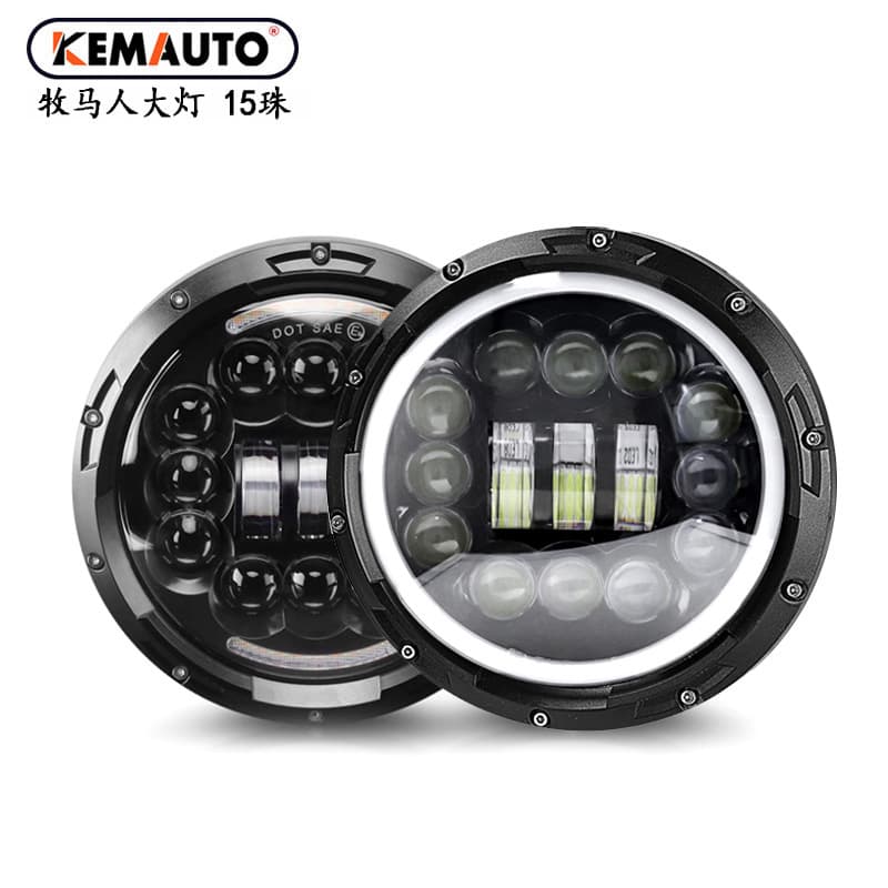7-inch Wrangler Headlight 15 Beads Full Round for JEEP LED Headlight Modification Harley Motorcycle Headlight