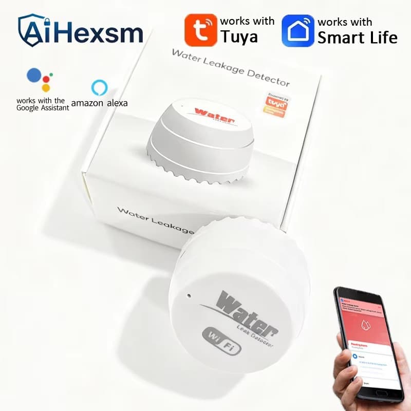 Tuya WiFi Smart Water Leak Alarm Household Water Overflow Detector with Buzzer Sound Water Level Detector
