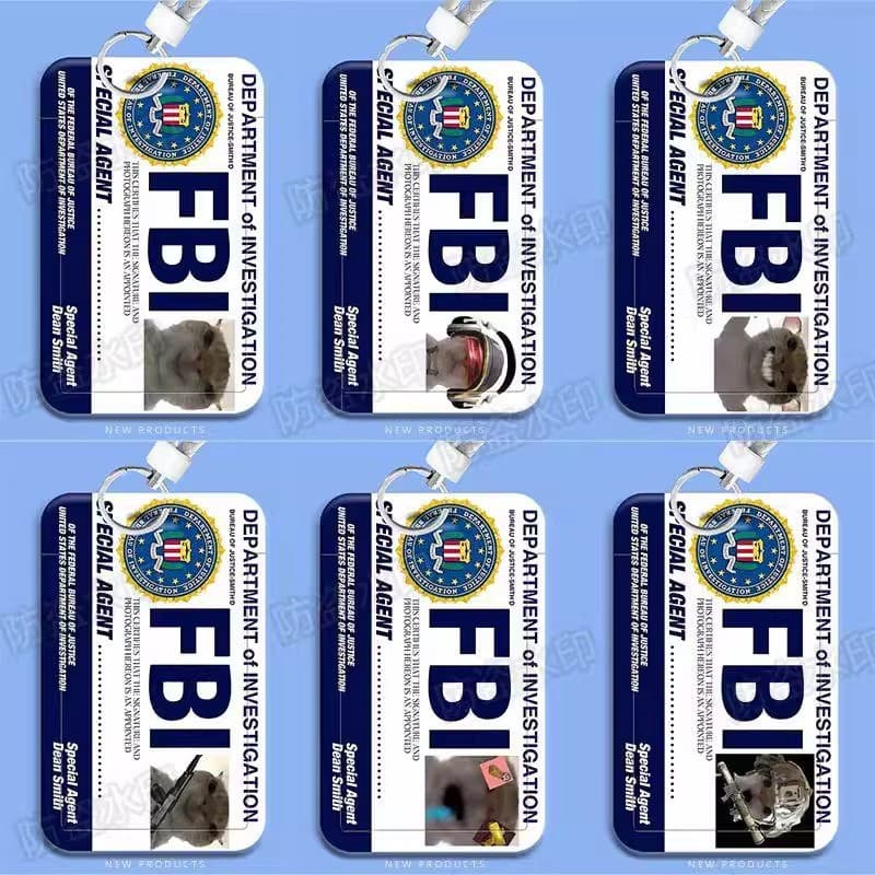 FBI Student Sliding Cover ID Card Holder Cat Mouth Card Case Lunch Card Bus Access Control Card Tag Badge Holder ABS Plastic