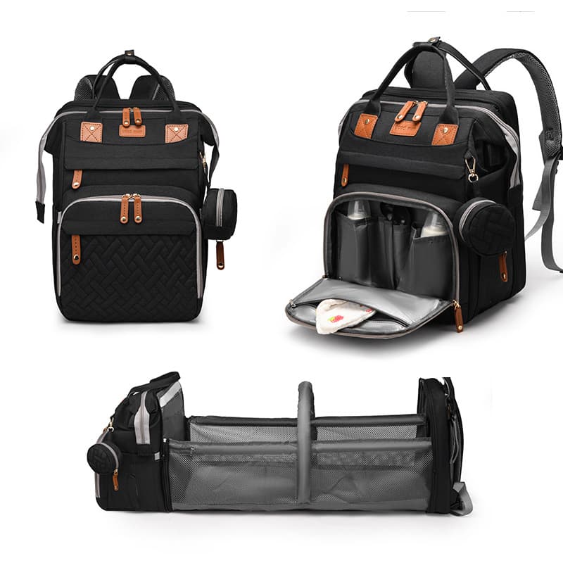 Portable Baby Crib Diaper Bag, New Large-Capacity Lightweight Backpack, Multi-Functional Foldable Baby Bed Bag