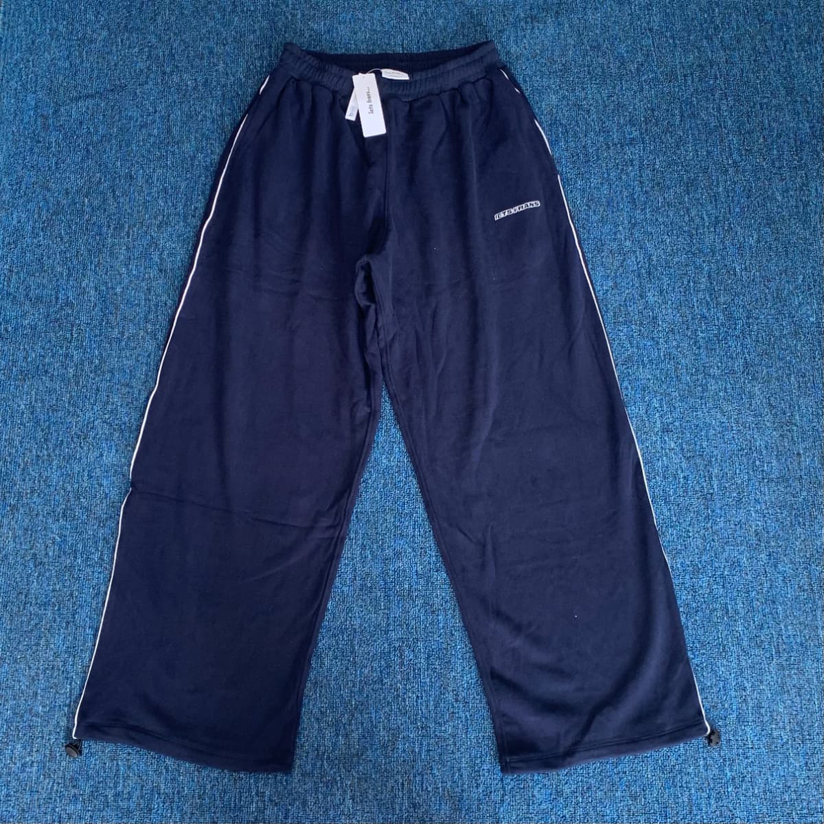 Iets frans knitted terry wide-leg straight pants autumn and winter elastic waist loose American casual sports pants