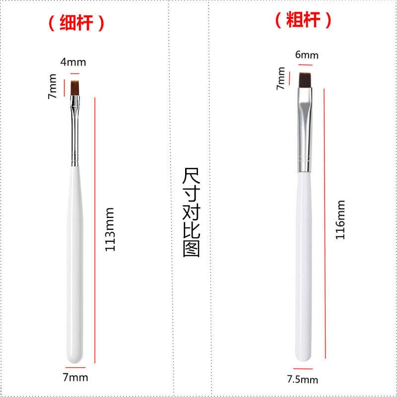 Single White Handle Nail Brush for Gel Polish Application, Flat Head Short White Handle Nail Tool