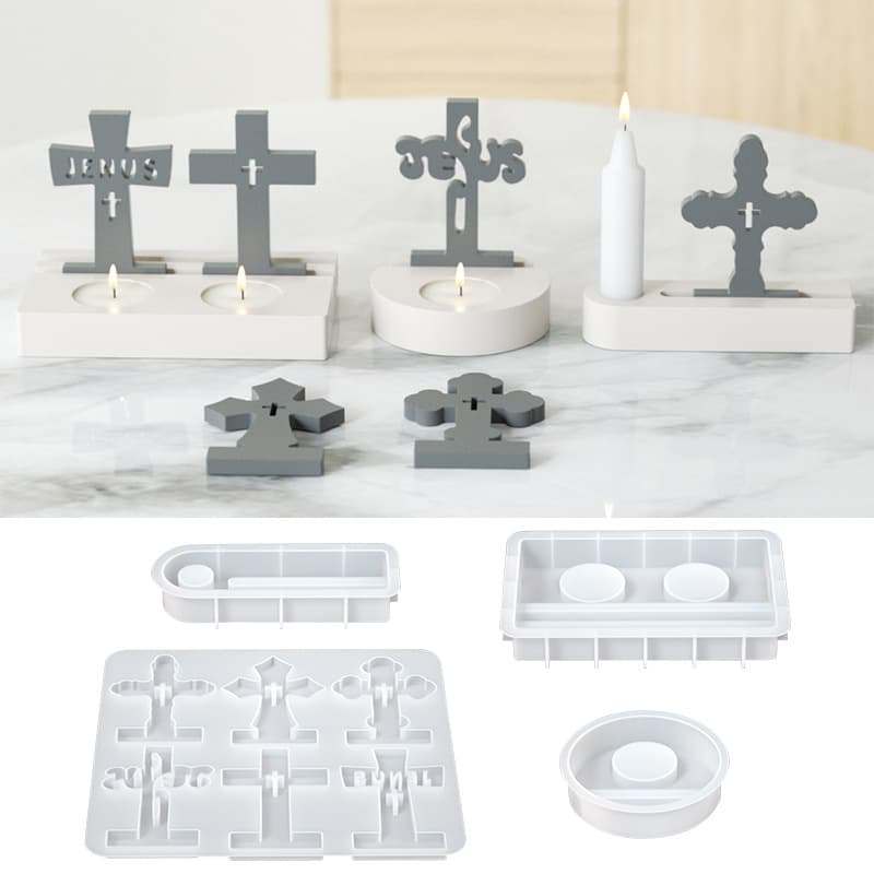 Ins-style Cross Candle Holder Plug Silicone Mold DIY Aromatherapy Plaster Candle Base Insert Resin Mold
