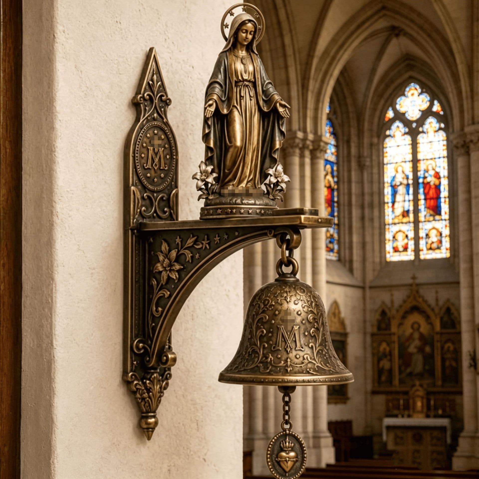 Cross-border new product Wall Mount Religious Figurine Bell character wall bell resin crafts