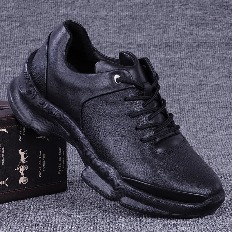 Genuine Leather Men's Sports Shoes Spring Leather Running Shoes Casual Leather Shoes Breathable