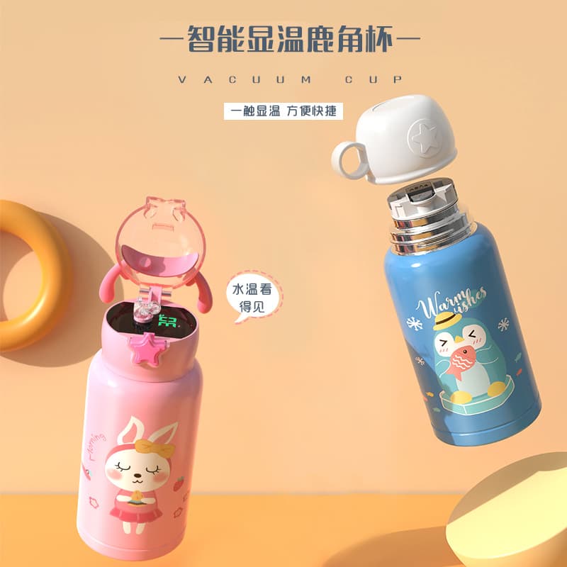 Antler children's thermos cup 316 stainless steel primary school students outdoor kettle gift cartoon straw water cup in stock
