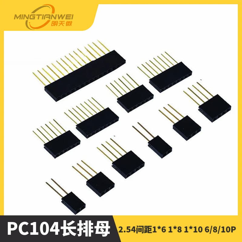 PC104 Long Female Header 2.54mm Pitch 1x6/1x8/1x10, 6/8/10 Pin with 11MM Pins
