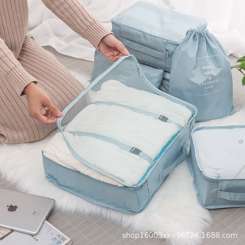 Travel Organizer Twill 7-Piece Luggage Storage Bag Clothing Packing Cubes 7-Piece Set Wholesale