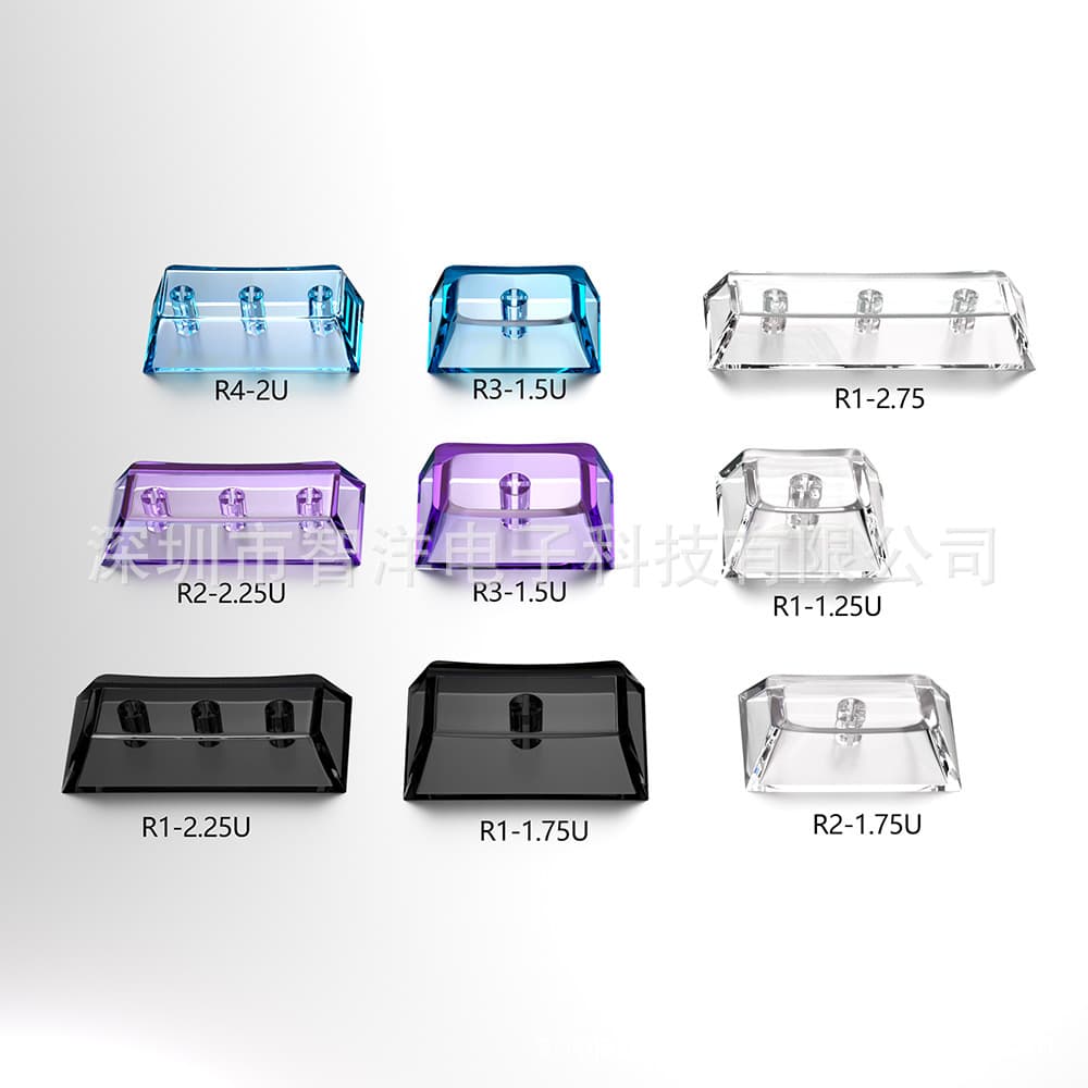 Original high-transparency PC material mechanical keyboard with personalized transparent and backlit keycaps (1.5, 1.75, 2.25u, 2.75).