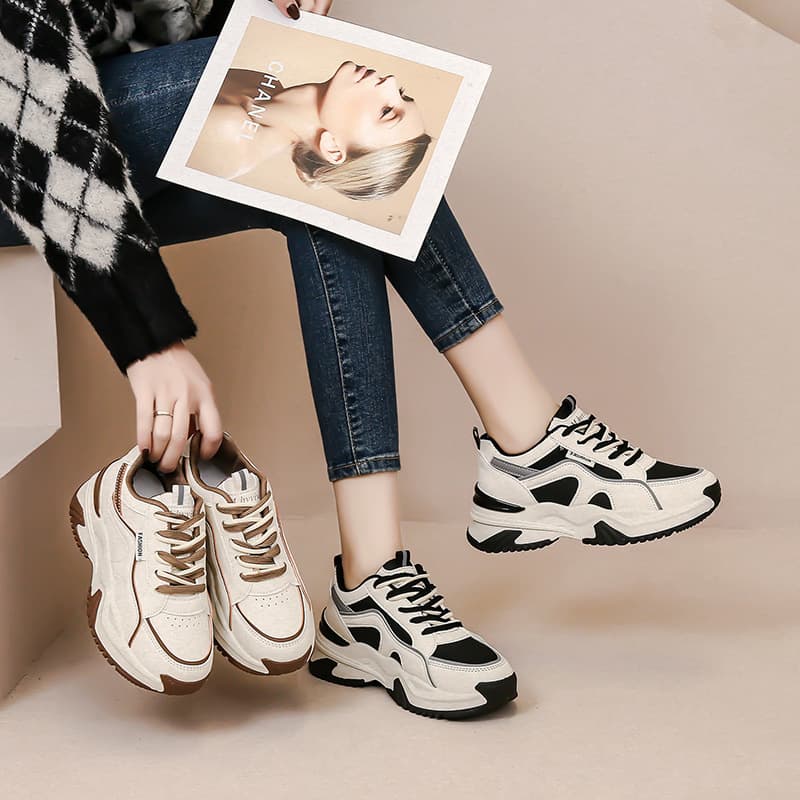 Women's Shoes Direct Source 2022 New Style Casual Sports Dad Shoes Low Price Thick Sole Height Increase