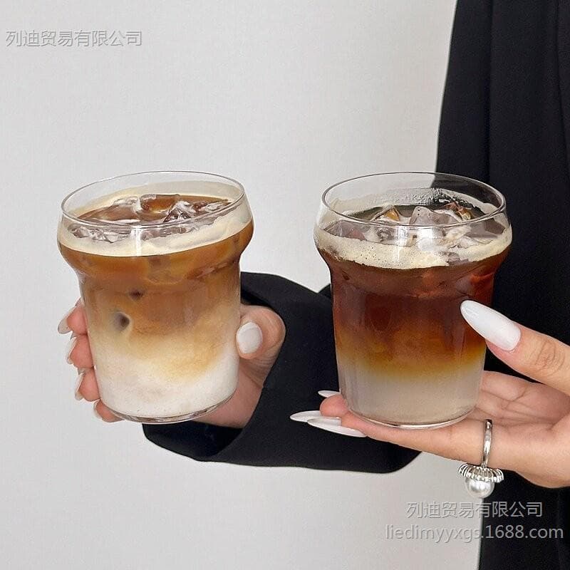 Premium Ins-Style Glass Coffee Cup, Lightweight Iced Americano Latte Cup, Minimalist Tea Cup, Cocktail Glass, Cold Drink Cup