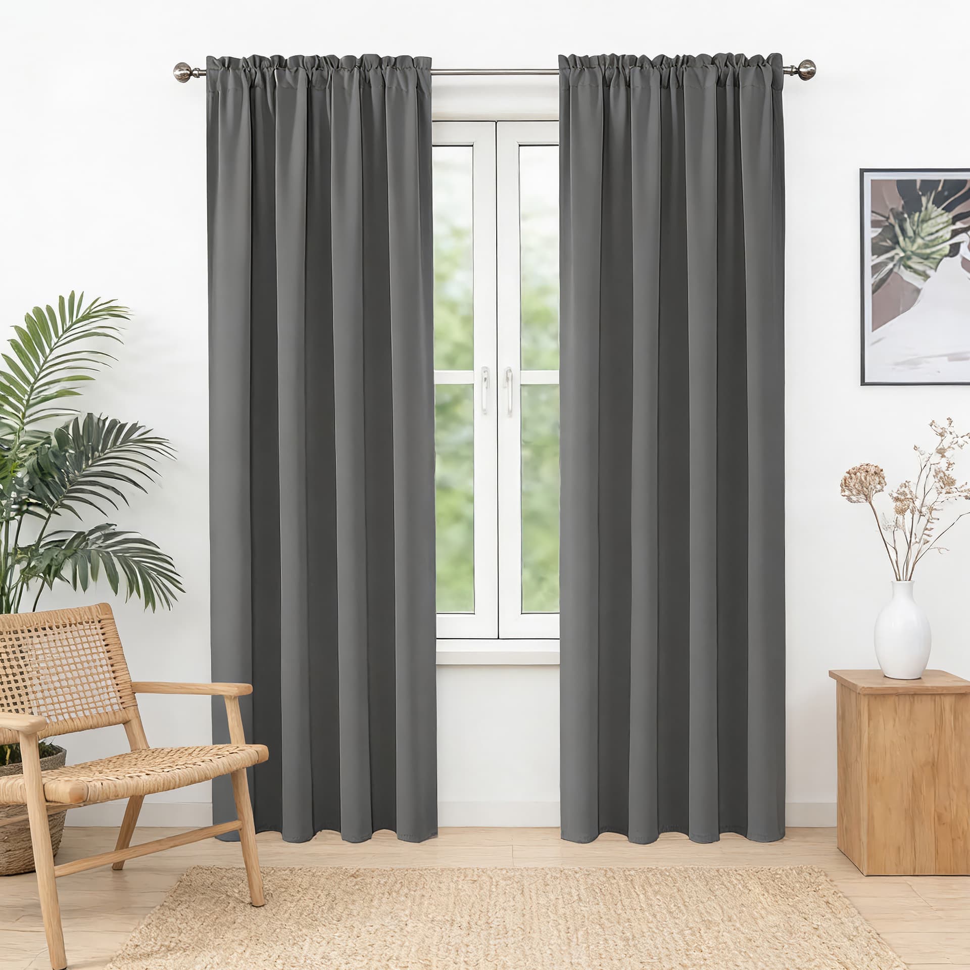 Amazon cross-border fully blackout rod solid color curtains ready-made customized curtain bedroom finished product foreign trade manufacturer